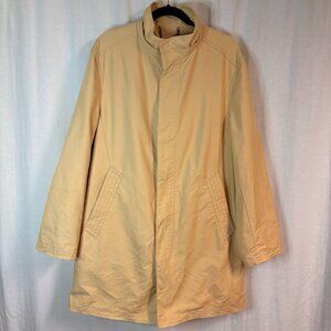 Vintage Scofield Tan Raincoat Jacket Plaid Lining Hidden Placket Coat L